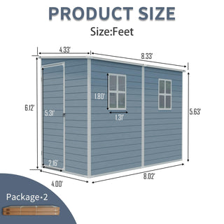 8x4ft Outdoor Storage Shed with Floor Included