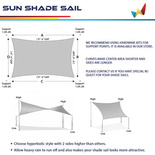 18' x 18' Sun Shade Sail Rectangle Outdoor Canopy Cover