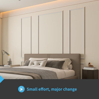 6 pcs, Ready-to-Assemble Wainscoting Panels for Interior Wall Décor Living Room Bedroom Accent Wall - Installed with Glue, 3 Top 3 Bottom