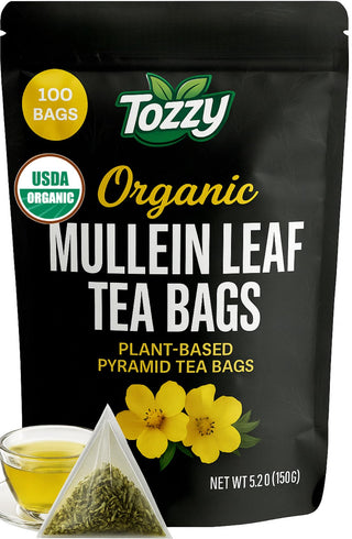 Organic Mullein Tea – 100 Count, Plant-Based Pyramid Tea Bags