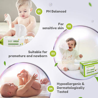 Yugi Green Baby Wipes Unscented, Compostable, Biodegradable, Plant-Based, Fragrance-Free, for Sensitive Skin, 12 Packs,72 Count,864 wipes