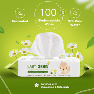 Yugi Green Baby Wipes Unscented, Compostable, Biodegradable, Plant-Based, Fragrance-Free, for Sensitive Skin, 12 Packs,72 Count,864 wipes
