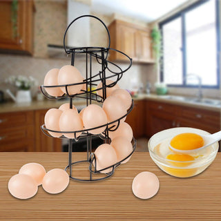 Egg Spiraling Dispenser Rack - Freestanding Wire Chicken Egg Storage