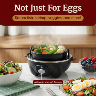 Elite Gourmet Rapid Egg Cooker, 7 Easy-To-Peel, Hard, Medium, Soft Boiled Eggs