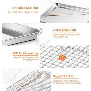 Baking Sheet with Wire Rack Stainless Steel 6 pack