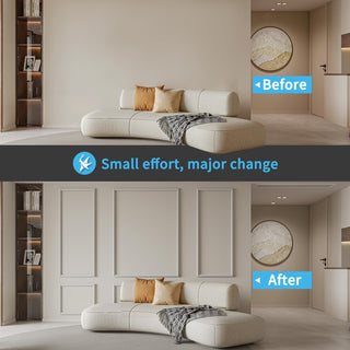 6 pcs, Ready-to-Assemble Wainscoting Panels for Interior Wall Décor Living Room Bedroom Accent Wall - Installed with Glue, 3 Top 3 Bottom