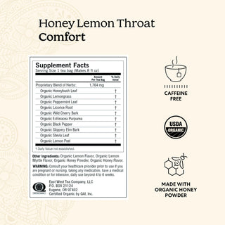 Yogi Tea - Honey Lemon Throat Comfort (6 Pack) - Soothes the Throat - 96 Tea Bags