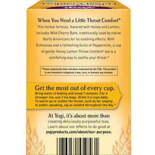 Yogi Tea - Honey Lemon Throat Comfort (6 Pack) - Soothes the Throat - 96 Tea Bags