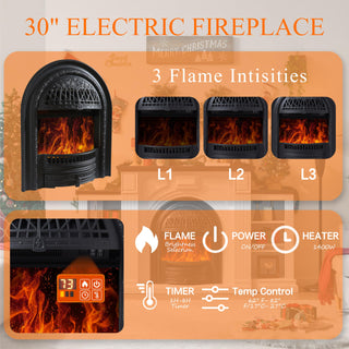 Electric Fireplace with Mantel, 76" Electric Fireplace