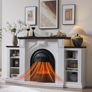 Electric Fireplace with Mantel, 76" Electric Fireplace