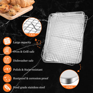 Baking Sheet with Wire Rack Stainless Steel 6 pack