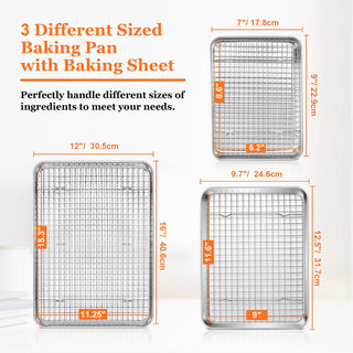 Baking Sheet with Wire Rack Stainless Steel 6 pack