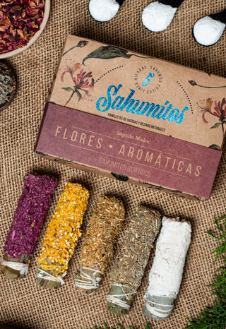 Varitas para difuminar, 5 unidades, surtidas | Caja de incienso de hierbas | Rosas, Salvia Blanca, Incienso, Copal, Citronela, Canela, Palo Santo