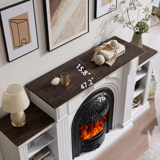 Electric Fireplace with Mantel, 76" Electric Fireplace