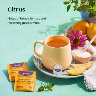 Yogi Tea - Honey Lemon Throat Comfort (6 Pack) - Soothes the Throat - 96 Tea Bags