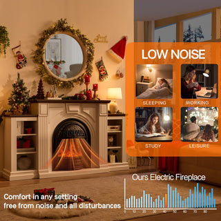 Electric Fireplace with Mantel, 76" Electric Fireplace