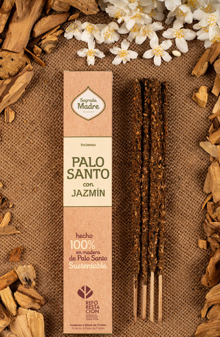 Incienso Palo Santo Sagrada Madre Hecho a Mano | Aroma a madera | Larga duración | Jazmín | champa | Romero