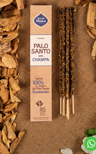 Incienso Palo Santo Sagrada Madre Hecho a Mano | Aroma a madera | Larga duración | Jazmín | champa | Romero