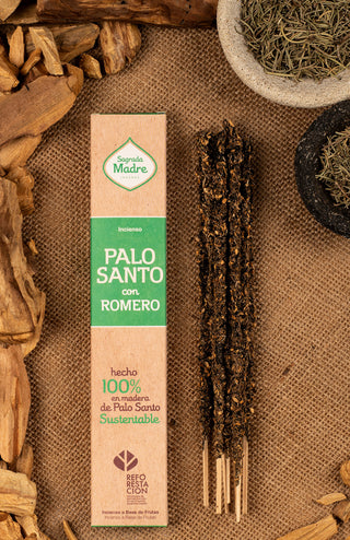 Encens Palo Santo Sagrada Madre fait à la main | Parfum de bois | Longue durée | Jasmin | Champa | Romarin