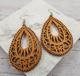 Résine Boho géométrique et boucles d’oreilles en bois | Bijoux | Bijoux en bois| Résine |